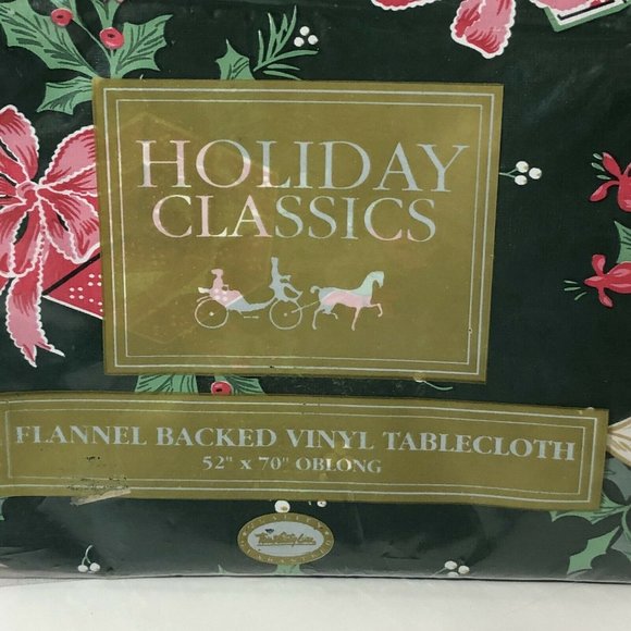 Holiday Classic Holly Berry Tablecloth 70" X 52" - Picture 2 of 5